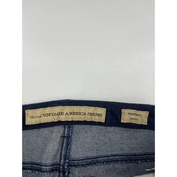 Nine West Women's Vintage America Jeans Skinny Boot Size 8 Dark Wash Mid-Rise - Picture 4 of 10